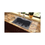 Elkay® ELGLB3322GY0 Classic® Kitchen Sink with Aqua Divide, Dusk Gray, Rectangle Shape, 15-1/4 in Left, 15-1/4 in Right L x 17-7/8 in Left, 17-7/8 in Right W x 9-1/2 in Left, 9-1/2 in Right D Bowl, 5 Faucet Holes, 33 in L x 22 in W x 9-1/2 in H, Top Mount