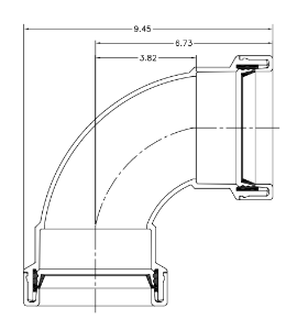 ROYAL H256 H Series Long Sweep, 4 in nominal, Gasket end style, SDR 26, PVC