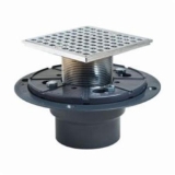 Sioux Chief 821-2PQCP Shower Pan Drain with Ring and Strainer, 2 in, Solvent Weld, 4-1/4 in Grid, PVC Drain