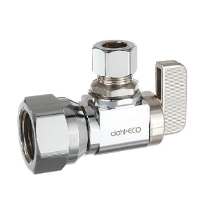 dahl 611-53-31-BAG dahal-Eco™ mini-ball™ Angle Supply Stop, 1/2 x 3/8 in Nominal, FNPT x Compression End Style, 250 psi Pressure, Brass Body, Polished Chrome