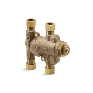 Kohler® 99799-NA Under Counter Thermostatic Mixing Valve, 3/8 in Compression Inlet x 3/8 in Compression Outlet, 0.5 to 2.25 gpm Flow Rate, Cast Brass Body