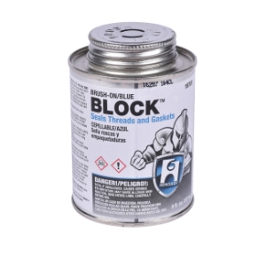 Hercules® Block™ 15707 All Purpose Thread and Gasket Sealant, 0.5 pt Screw Cap Can with Brush, Blue