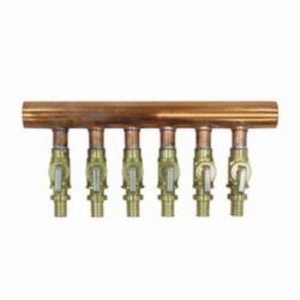 Uponor LF2500400 Type L Valved Manifold, 1/2 x 1 in Nominal, Brass/Copper