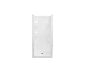 Clarion 4S20C-BC Residential 4-Piece Shower Stall, 36 in L x 36 in W x 77 in H, AcrylX, Biscuit