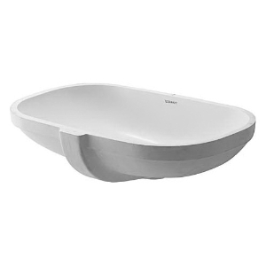 DURAVIT 0338490000 D-Code Vanity Basin With Overflow, D-Code, Rectangle Shape, 525 mm L x 320 mm W, Undermount, Ceramic, White