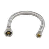 PlumbShop® PLS1-12A F PLS1-A Flexible Faucet Connector, 3/8 x 1/2 in Nominal, Compression x FNPT End Style, 12 in L, 125 psi Working, Reinforced PVC/Braided Stainless Steel