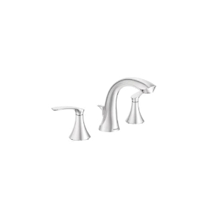 Moen® 5011 Seena™ Widespread Lavatory Faucet, Residential, 1.2 gpm Flow Rate, 4-11/16 in H Spout, 8 in Center, Polished Chrome, 2 Handles, Pop-Up Drain