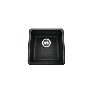 Blanco 440079 Kitchen Sink, PERFORMA™ SILGRANIT® II, Anthracite, Squared Shape, 15-1/2 in L x 15 in W x 9 in D Bowl, 17-1/2 in L x 17 in W, Undermount, Solid Granite