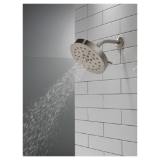 DELTA® 52488-SS-PR Universal Showerhead with H2Okinetic® Technology and Touch-Clean® Technology, 1.75 gpm Max Flow, 4 Sprays, 8 in Dia x 3-1/2 in H Head, Lumicoat® Stainless