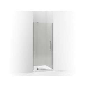 Kohler® 707500-L-BNK Pivot Shower Door, Tempered Glass, Frameless Anodized Brushed Nickel Frame, 27-5/16 to 31-1/8 in Opening Width, 1/4 in THK Glass