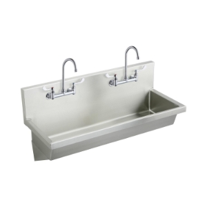 Elkay® EWMA4820C Handwash Sink, Rectangle Shape, 20 in W x 8 in D x 48 in H, Wall Mount, Stainless Steel, Buffed Satin