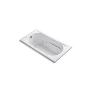 Kohler® 1357-0 Devonshire® Bathtub with Reversible Drain, Devonshire®, Whirlpool, Rectangle Shape, 60 in L x 32 in W, End Drain, White