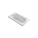 Kohler® 1357-0 Devonshire® Bathtub with Reversible Drain, Devonshire®, Whirlpool, Rectangle Shape, 60 in L x 32 in W, End Drain, White