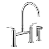 Brizo® 62544LF-PC Widespread Bridge Kitchen Faucet With Matching Side Spray, 1.8 gpm, 8 in Center, Arc Spout, Polished Chrome, 2 Handles, Side Spray(Y/N): Yes