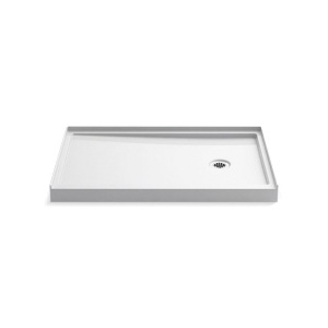 Kohler® 1-Piece Single Threshold Shower Base, Rely®, White, Right Hand Drain, 48 in L x 32 in W x 4-3/8 in D