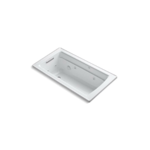 Kohler® 1122-0 Archer® Bathtub With Reversible Drain, Archer®, Whirlpool, Rectangle Shape, 60 in L x 32 in W, End Drain, White