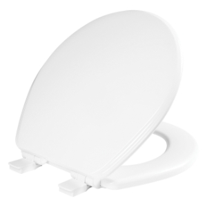Bemis® 7B600E4 000 Toilet Seat with Cover, Ashland™, Round Bowl, Closed Front, Wood, Enamel High Gloss/White, Adjustable Hinge