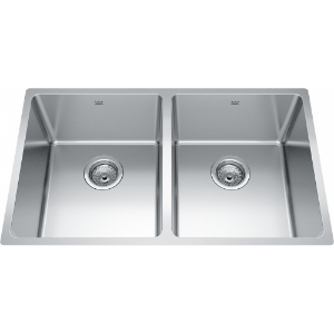 Kindred BDU1831-9N Brookmore 12.1-in LR x 18.2-in FB x 9-in DP Undermount Double Bowl Stainless Steel Sink