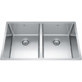 Kindred BDU1831-9N Brookmore 12.1-in LR x 18.2-in FB x 9-in DP Undermount Double Bowl Stainless Steel Sink