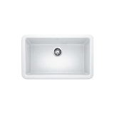 Blanco 401734 IKON™ SILGRANIT® Apron Front Composite Sink, Rectangle Shape, 30 in W x 10 in D x 19 in H, Granite, White