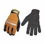 Youngstown® 06-3040-70-L Tradesman Plus Medium Duty General Purpose Gloves, Protective, L, Synthetic Suede Leather Palm, Cotton/Nylon/Polyester/Polyurethane/Rubber/Velcro®, Brown, Elastic Cuff, Resists: Abrasion, Wipe Thumb