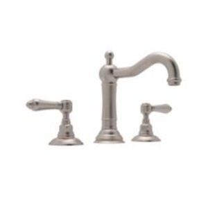 Rohl® A1409LMSTN-2 Country Bath Acqui Widespread Lavatory Faucet, 1.2 gpm, 4-1/4 in H Spout, 15-3/4 in Center, Satin Nickel, 2 Handles, Pop-Up Drain