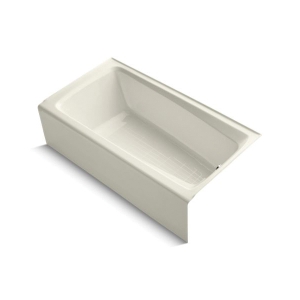 Mendota® Bathtub with Integral Front Apron, Soaking Hydrotherapy, Rectangular, 60 in L x 32 in W, Right Drain, Biscuit
