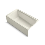 Kohler® 506-96 Mendota® Bathtub with Integral Front Apron, Soaking Hydrotherapy, Rectangular Shape, 59-1/2 in L x 32 in W, Right Drain, Biscuit