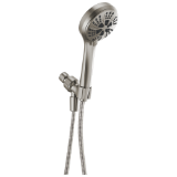 DELTA® 75605SN 6-Setting Hand Shower, 4-1/2 in Dia Shower Head 6 Shower Head, 1.75 gpm Flow Rate, 60 in L Hose, 1/2-14 NPT Connection, Spotshield Brushed Nickel