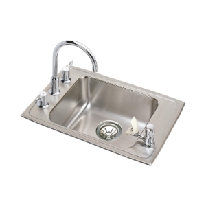 Elkay® DRKAD222040C Lustertone™ Classic Classroom Sink and Faucet/Bubbler Kit, Rectangle Shape, 19-1/2 in W x 4 in H, Top Mounting, 304 Stainless Steel