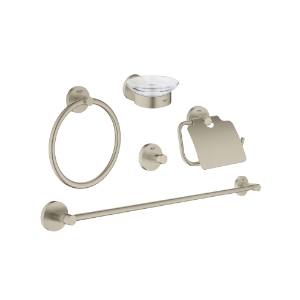 GROHE 40344EN1 Essentials Master Bathroom Accessories Set, 1 Pockets, Glass/Metal