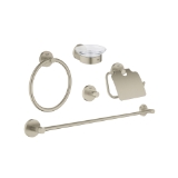 GROHE 40344EN1 Essentials Master Bathroom Accessories Set, 1 Pockets, Glass/Metal, StarLight® Brushed Nickel