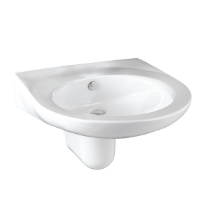 Mansfield® 531018 2038 Pamlico Shroud™ Lavatory With Rear Overflow, Pamlico Shroud™, Round Shape, 21-1/4 in W x 22 in D x 5-3/4 in H, Wall-Hung Mount, Vitreous China, White