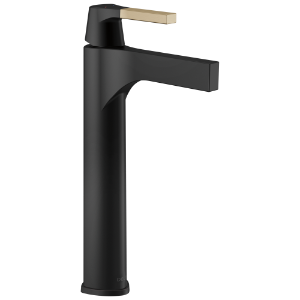 DELTA® 774-GZ-DST Zura® Single Handle Vessel Bathroom Faucet, Matte Black / Champagne Bronze