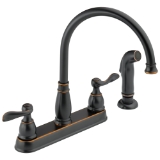 DELTA® 21996LF-OB Kitchen Faucet, 1.8 gpm, 8 in Center, Swivel Spout, Oil Bronze, 2 Handles, Side Spray(Y/N): Yes, Commercial, Oil Rubbed Bronze