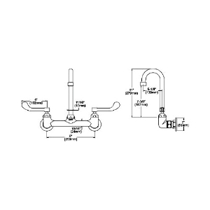 Elkay® LK940GN05T4H Scrub/Handwash Faucet, 1.5 gpm Flow Rate, 8 in Center, Gooseneck Spout, Polished Chrome, 2 Handles