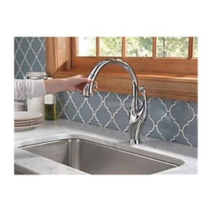 DELTA® B3310LF Kitchen Faucet, Foundations®, 1.8 gpm Flow Rate, 8 in Center, Swivel Spout, Chrome, 1 Handle