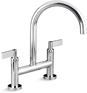KALLISTA® P25202-LV-CP One™ 1.8 GPM Widespread Bridge Kitchen Faucet Double Handle, Polished Chrome