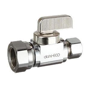 dahl 511-52-31-BAG dahal-Eco™ mini-ball™ Straight Supply Stop, 3/8 in Nominal, FNPT x Compression End Style, Brass Body, Polished Chrome