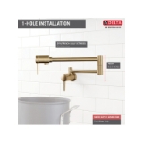 DELTA® 1165LF-CZ Contemporary Pot Filler Faucet, 4 gpm Flow Rate, Fixed Spout, Champagne Bronze, 2 Handles