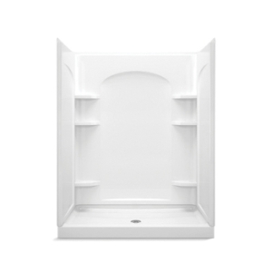 Sterling® 72230106-0 3-Piece Shower, Ensemble™, 60 in L x 35-1/4 in W x 77 in H, Solid Vikrell®, White