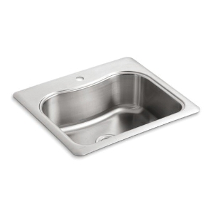 Kohler® 3362-1-NA Staccato™ 25 in Top-Mount Single-Bowl Kitchen Sink, Stainless Steel