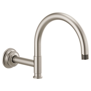 Brizo® RP100326NK Invari® Arc Shower Arm and Flange, 12-1/8 in L, Solid Brass Arm, 1/2 in NPT, Luxe Nickel