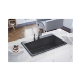 Elkay® ELG13322GY0 Classic® Kitchen Sink, Dusk Gray, Rectangle Shape, 30-5/16 in L x 16-7/16 in W x 9-1/2 in D Bowl, 7 Faucet Holes, 33 in L x 22 in W x 9-1/2 in H, Top Mount, Quartz