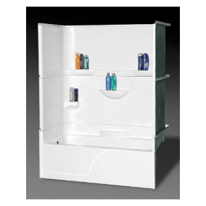 Oasis® Vursa kd TS3P-6032R 3-Piece Combination Tub and Shower, 60" x 32" x 76-1/4", Fiberglass Composite, Right Hand Drain, White