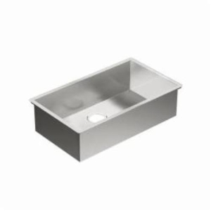 Moen® G18180 1800 Kitchen Sink, Brushed, Rectangle Shape, 29 in L x 16 in W x 8-1/2 in D Bowl, 18 in W x 10.63 in D x 31.25 in H, Under Mount, 18 ga Stainless Steel