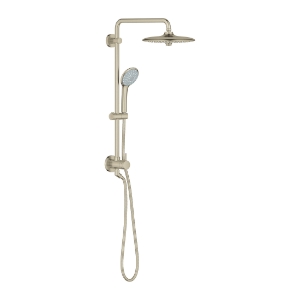 GROHE 27867EN1 Shower System, Retrofit System 260, 10-1/4 in Dia Rain/SmartRain/Jet Shower Head, 2.5 gpm, Dream/Rain Spray, Brushed Nickel