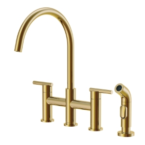 Gerber® D424458BB Parma® Bridge Kitchen Faucet, 1.75 gpm Flow Rate, 8 in Center, 360 deg Swivel Spout, Brushed Bronze, 2 Handles