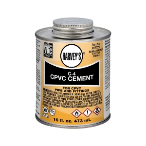 Harvey® 018720-12 C-4 Low VOC Regular Body CPVC Solvent Cement, 16 oz Container, Orange, For Use With Upto 4 in Dia CPVC Pipe and Fittings