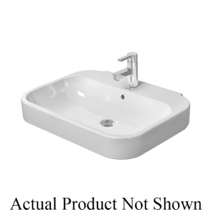 DURAVIT 2316650000 Happy D.2 Washbasin With Overflow and Faucet Deck, Rectangle Shape, 25-5/8 in L x 19-1/2 in W x 6-7/8 in H, Wall/Above-Counter Mount, Ceramic, White